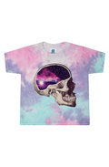 Skull Universe Tie-Dye Cotton Candy Ladies' Cropped T-Shirt