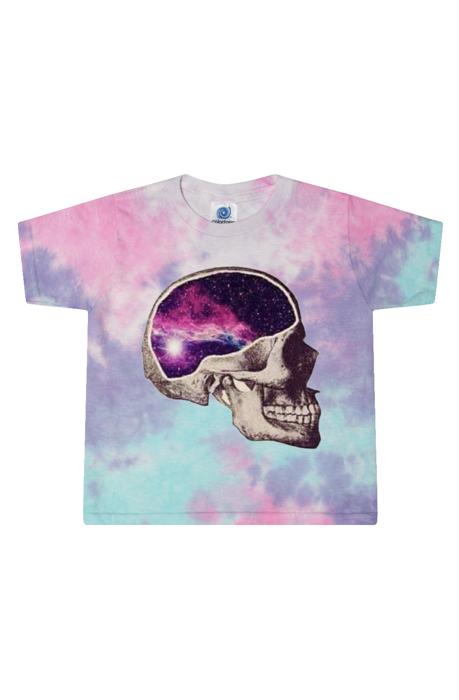 Skull Universe Tie-Dye Cotton Candy Ladies' Cropped T-Shirt